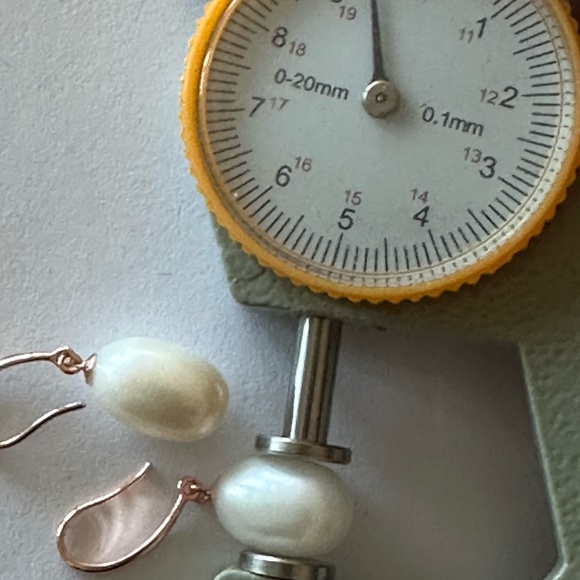 9.5mm Wide White Oval Cultured Pearl - 14K Rose Gold Plated Fishhook Earrings - Picture 6 of 6